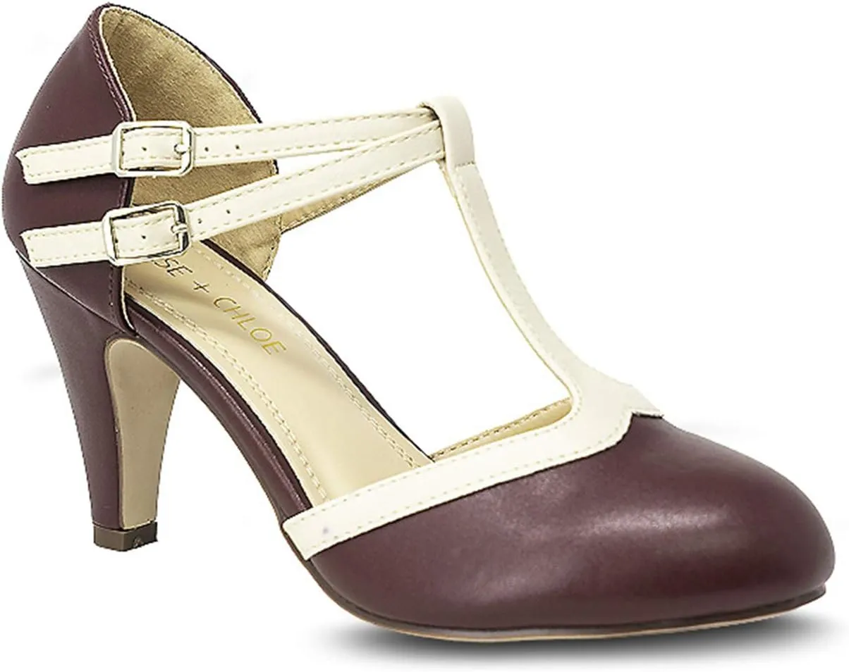 Chase & Chloe Kimmy-58 Women's Mary Jane T-Strap Round Toe Pump
