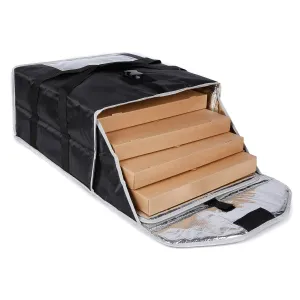 cherrboll Insulated Pizza Delivery Bag Commercial Food Warmer Carrier Bag 20" by 20" by 9" Holds 4-18" Pizza Boxes or Trays