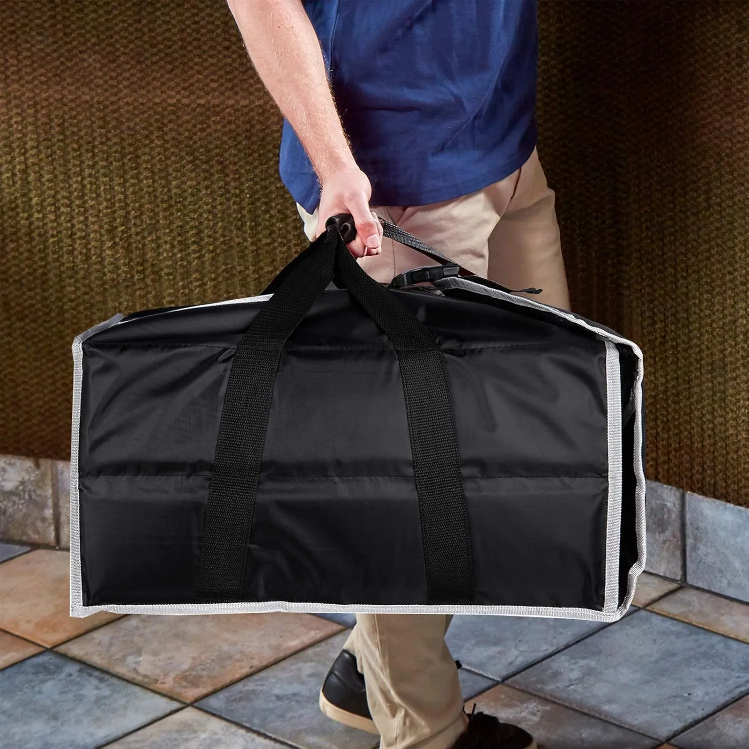 cherrboll Insulated Pizza Delivery Bag Commercial Food Warmer Carrier Bag 20" by 20" by 9" Holds 4-18" Pizza Boxes or Trays