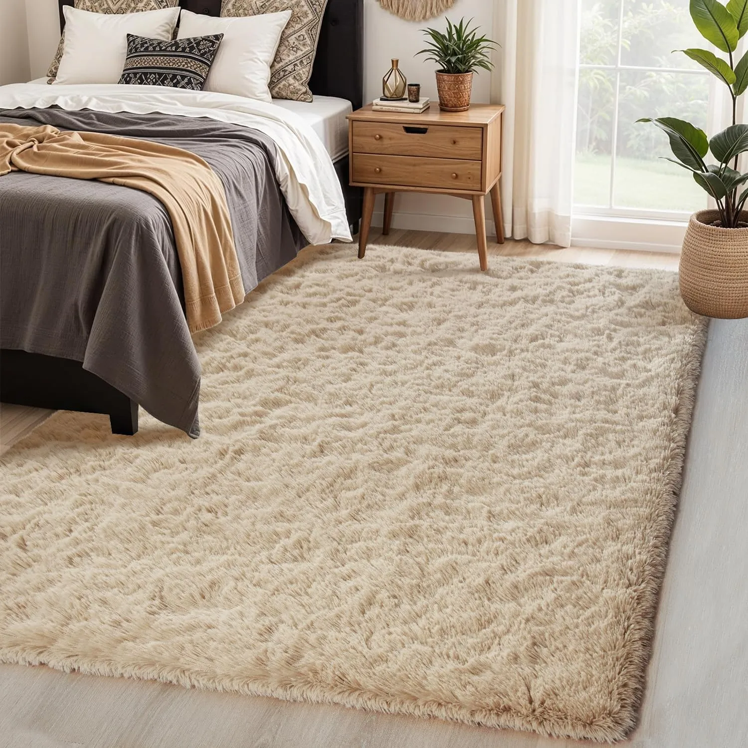 Chicrug Soft Area Rugs for Bedroom Living Room Plush Fluffy Rug 3x5 Feet, Shag Furry Area Rug Carpet Non Shedding for Nursery Children Kids Girls Room Home Decorative, Camel