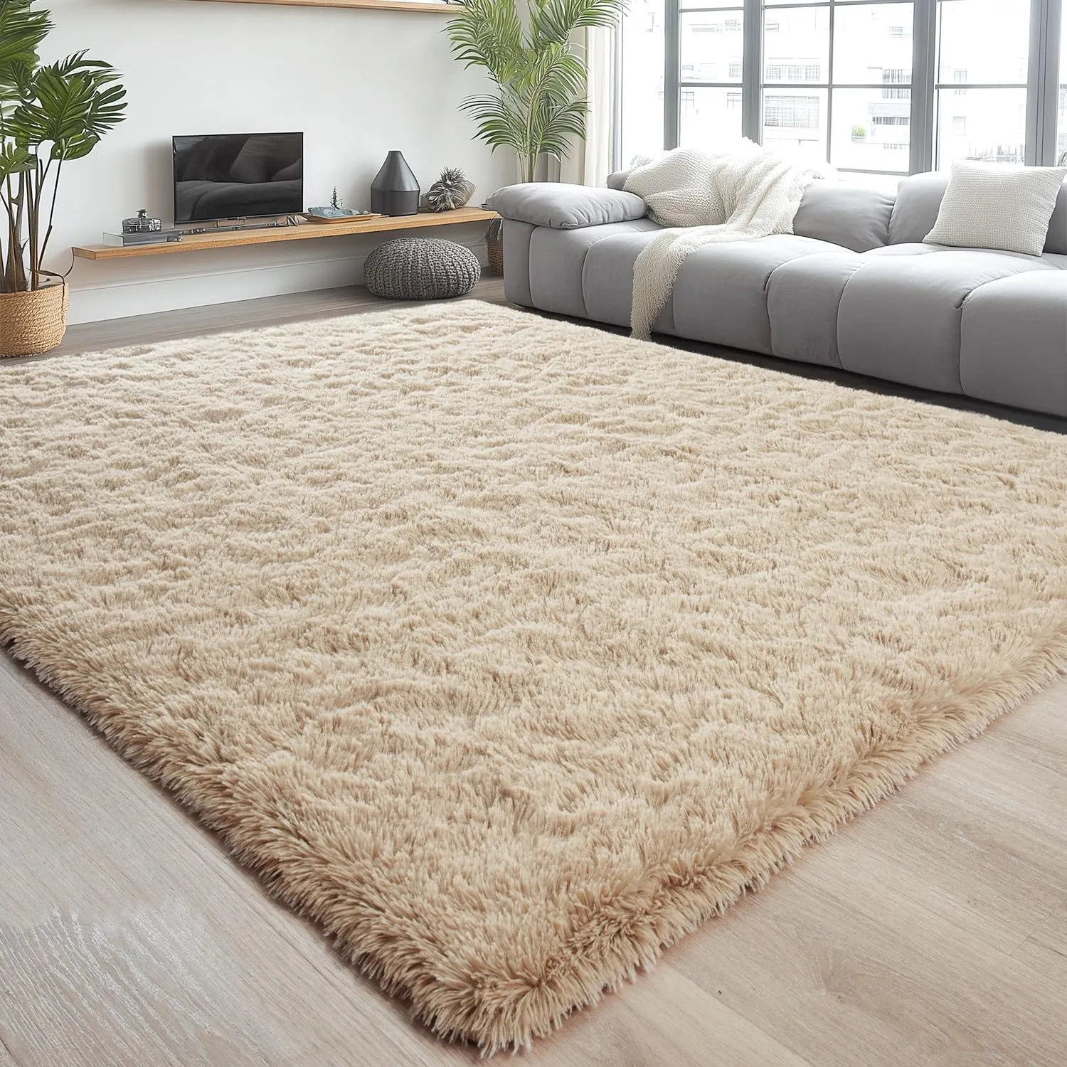 Chicrug Soft Area Rugs for Bedroom Living Room Plush Fluffy Rug 3x5 Feet, Shag Furry Area Rug Carpet Non Shedding for Nursery Children Kids Girls Room Home Decorative, Camel