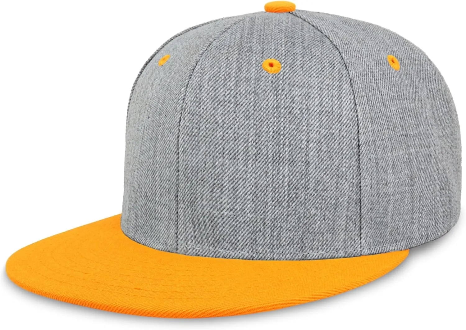 CHOK.LIDS Two Tone Snapback Heather Grey Flat Bill Visor Wool Blend Classic Plain Hats for Men Women Adjustable Baseball Cap