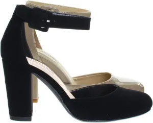 City Classified Women's Comfort Foam Closed Toe Dress Pump Ankle Strap Block Heel