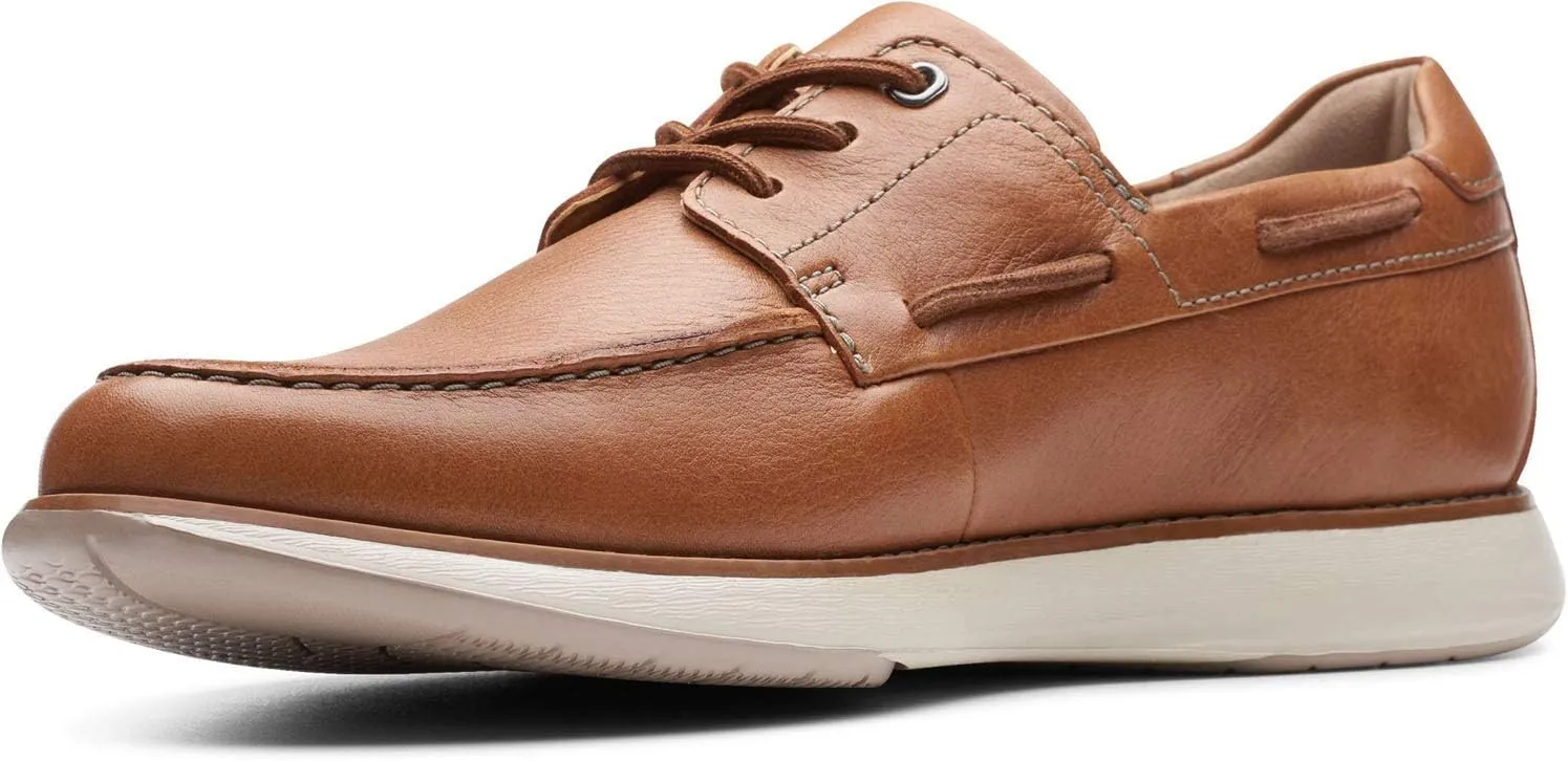 Clarks Men's Un Pilot Lace Oxford, Tan Leather, 8.5 W