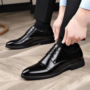 Classic Business Dress Shoes for Men Black All-Match Height Increase Leather Shoes British Style Luxury Brogue Oxford