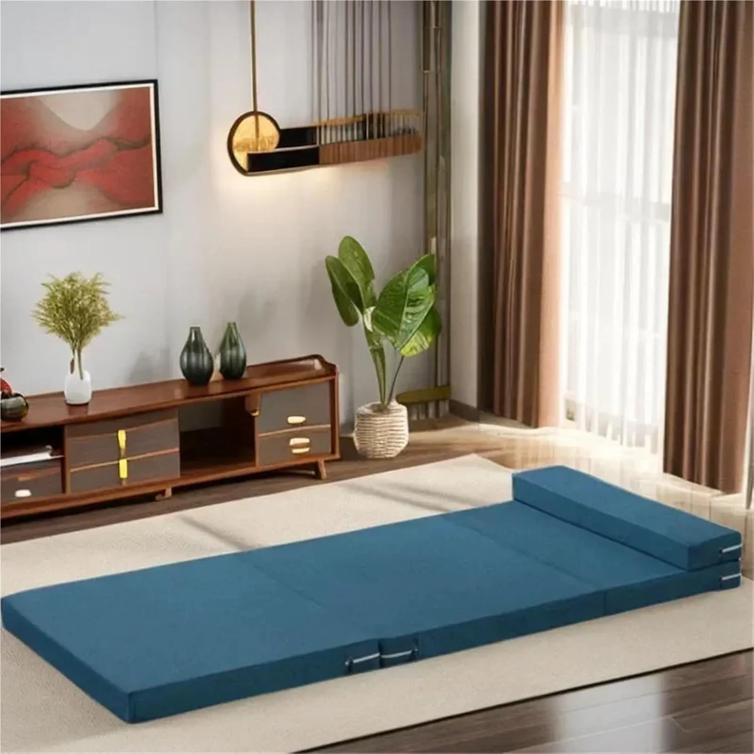 Collapsible Mattress Single Memory Foam Folding Mattresses Soft Lazy Tatami Yoga Mat for Sleeping Camping and Sleeping(Beige,120x200x5cm)