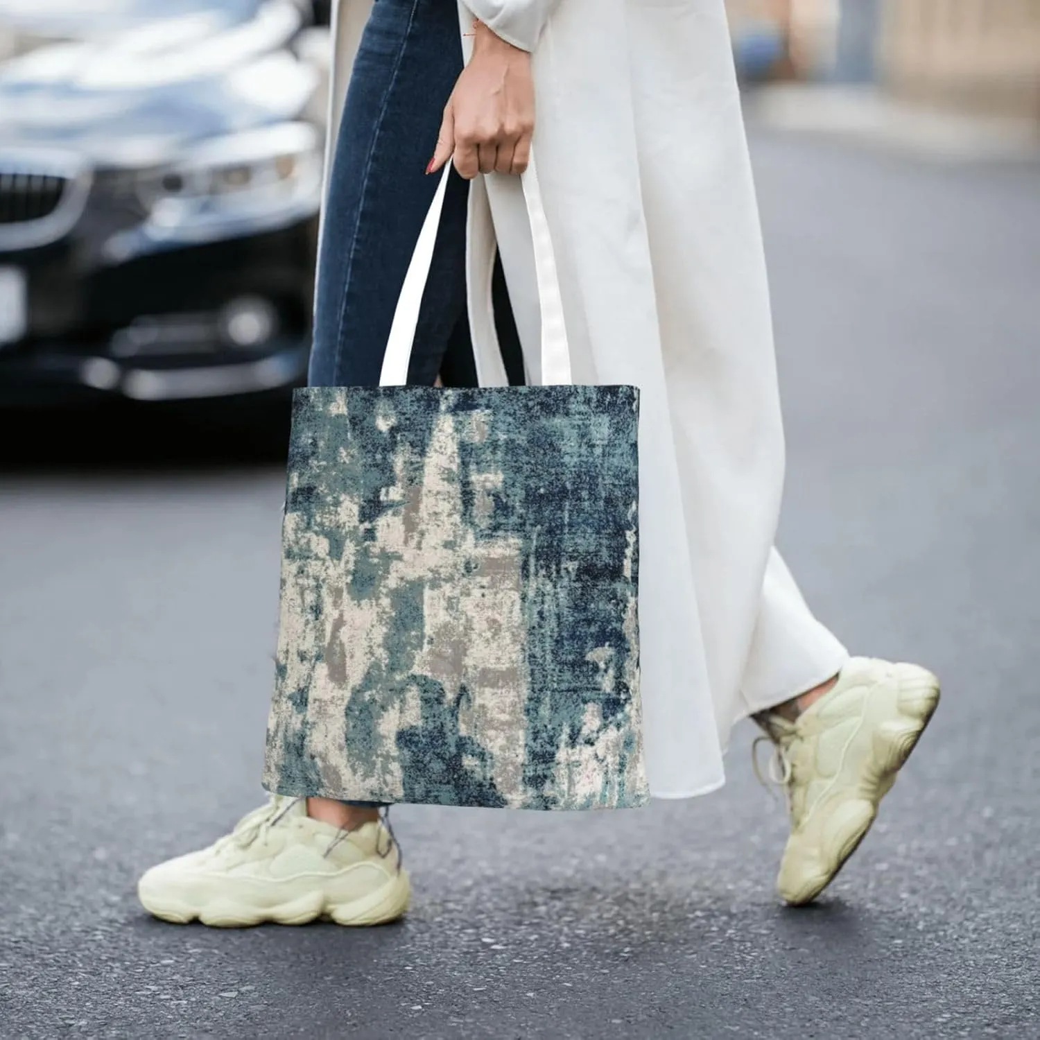 Colorful Brick Print Foldable Tote Bag For Women Large Tote Shoulder Handbag Reusable Grocery Bags Travel Work