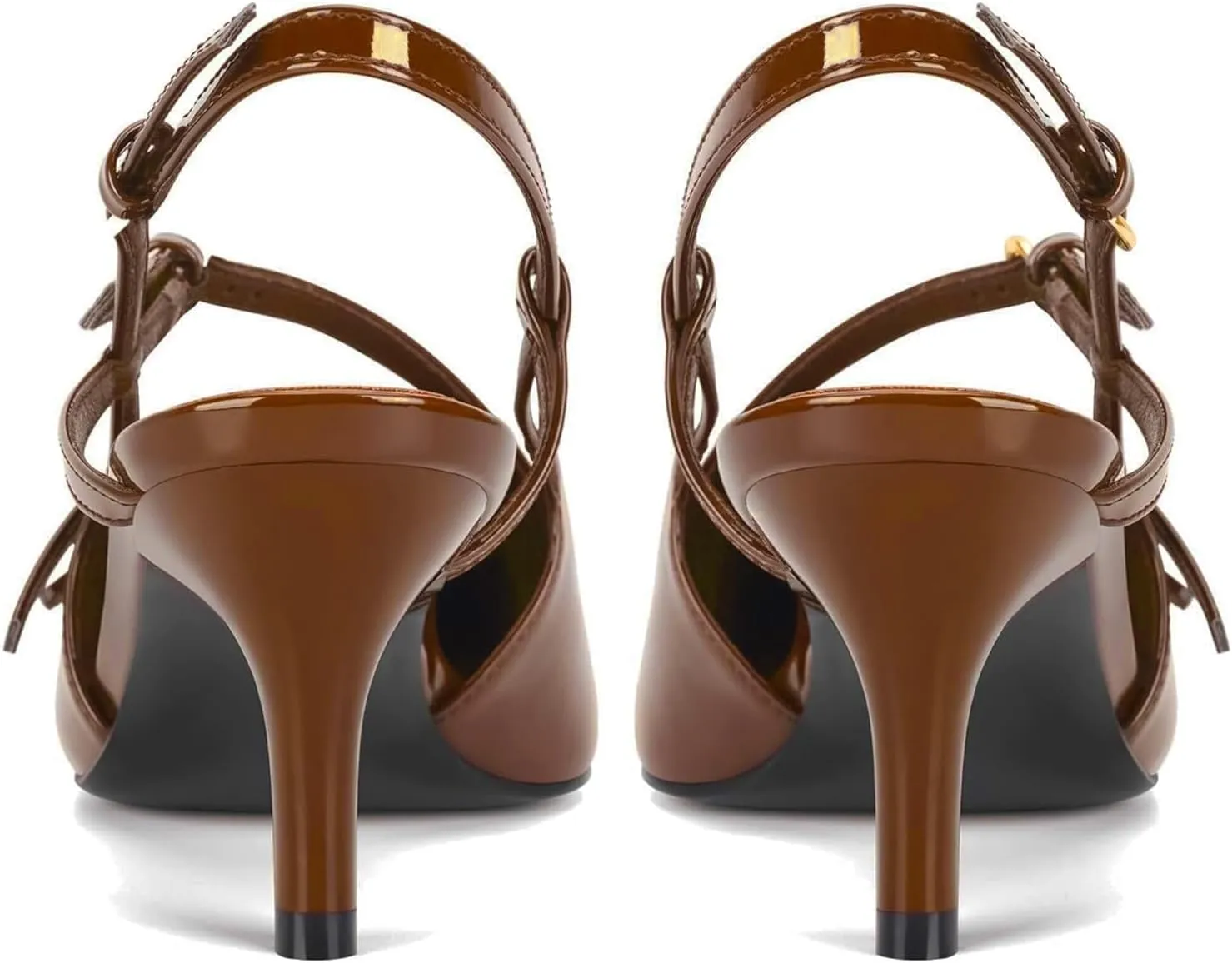 CORNMOOD Slingback Kitten Heels for Women Stiletto Heels Pointed Toe with Buckle Strap Heeled Sandals Pump Shoes Sexy