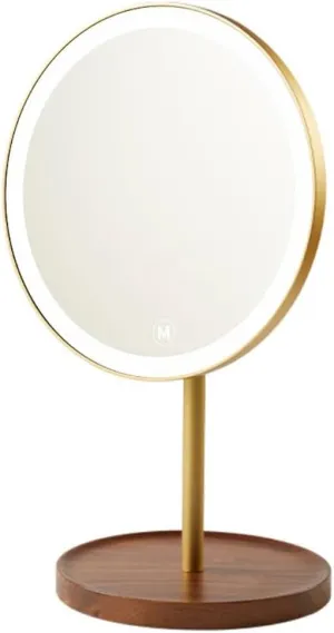 Cosmetic Mirror Retro Solid Wood Desktop Makeup Mirror Creative Home Makeup Mirror with LED Makeup Mirror Makeup Fill-in Mirror Make Up Mirrors (Color : Without Lights) (with Light