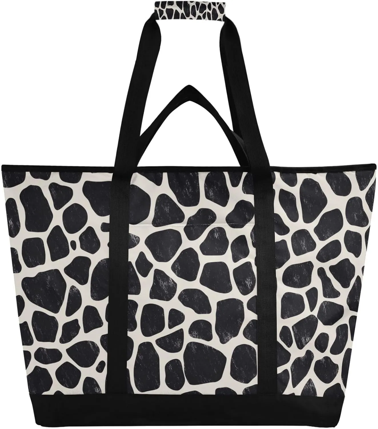 Cow Print Reusable Insulated Lunchbox Cooler Bag, Leakproof Kitchen Grocery Bag Collapsible Portable Cooler Tote Bag for Picnic, Camping, Office, Travel
