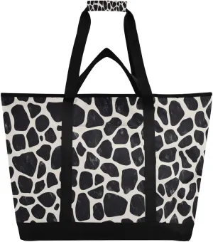 Cow Print Reusable Insulated Lunchbox Cooler Bag, Leakproof Kitchen Grocery Bag Collapsible Portable Cooler Tote Bag for Picnic, Camping, Office, Travel