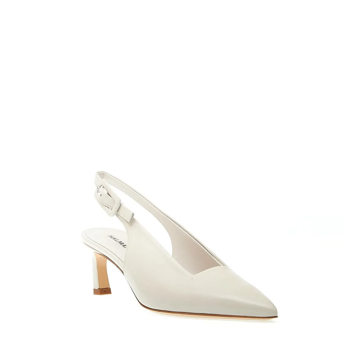 Cream Patent Leather Slingback Thin Heel