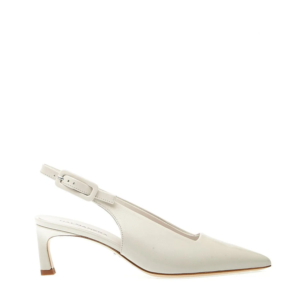 Cream Patent Leather Slingback Thin Heel
