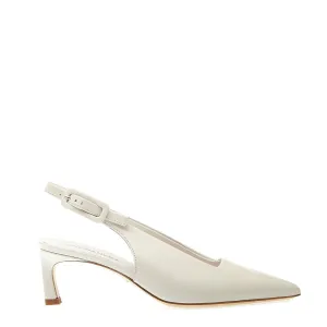 Cream Patent Leather Slingback Thin Heel