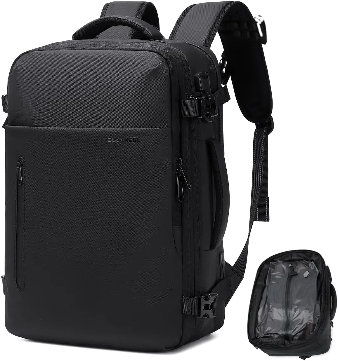 Cusangel compression Vacuum Backpack for Travel,Vacpack,Flight Approved Carry On Backpacks for International Travel,laptop Daypack 45L Expandable 60L Airback (No Vacuum pump)