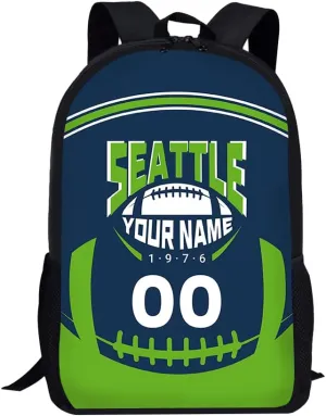 Custom Shoulder Seattle Backpack Personalized Any Name Number 17 Inch Large Capacity Laptop Bag Bookbag Gifts for Men Women