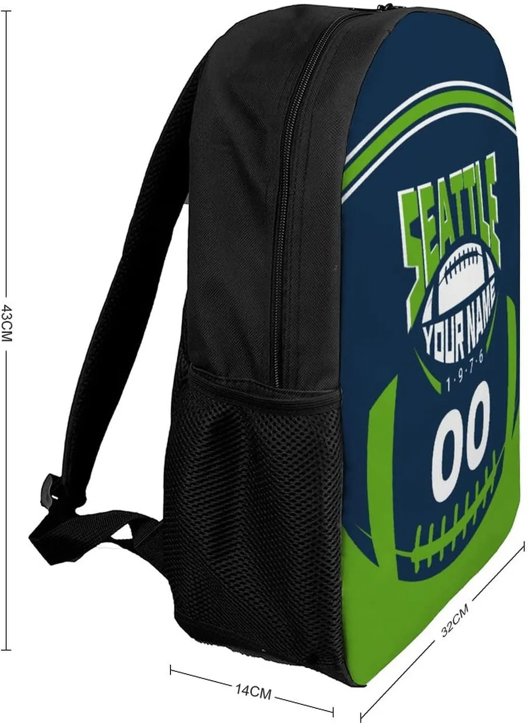 Custom Shoulder Seattle Backpack Personalized Any Name Number 17 Inch Large Capacity Laptop Bag Bookbag Gifts for Men Women
