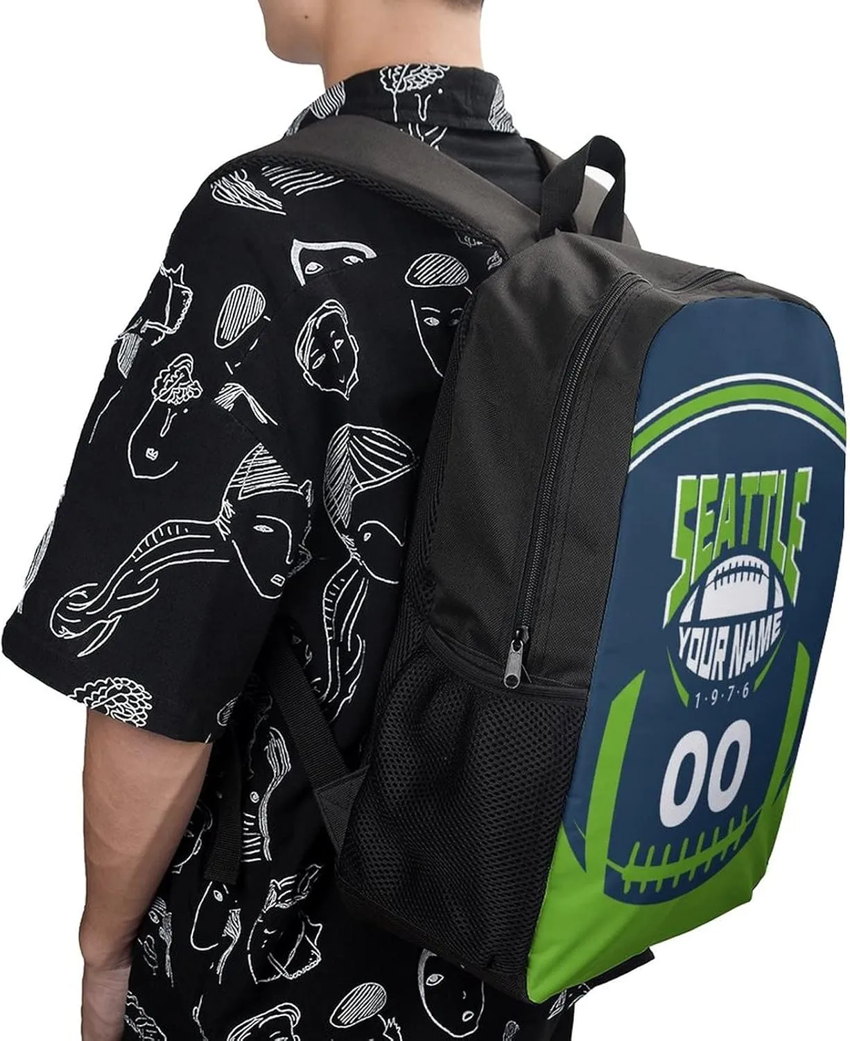Custom Shoulder Seattle Backpack Personalized Any Name Number 17 Inch Large Capacity Laptop Bag Bookbag Gifts for Men Women