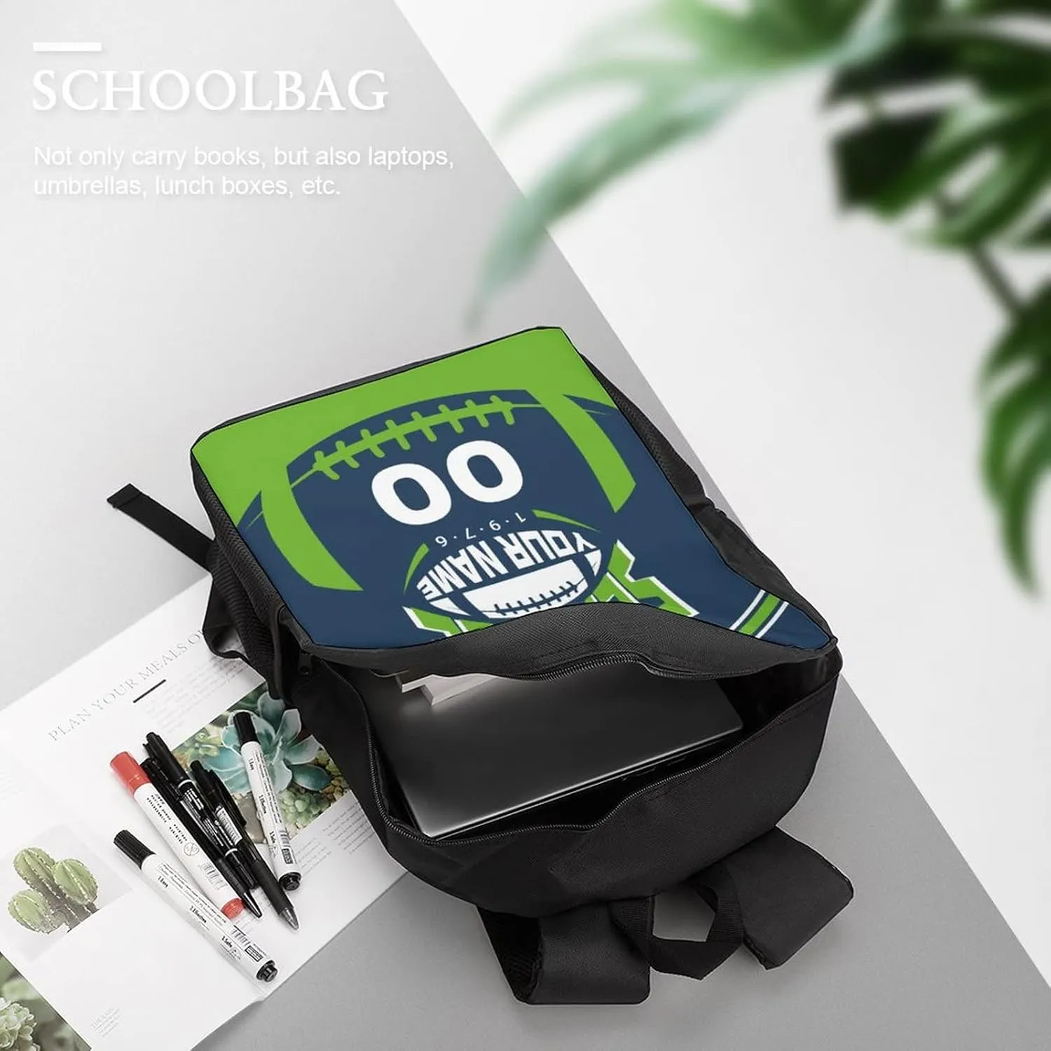 Custom Shoulder Seattle Backpack Personalized Any Name Number 17 Inch Large Capacity Laptop Bag Bookbag Gifts for Men Women