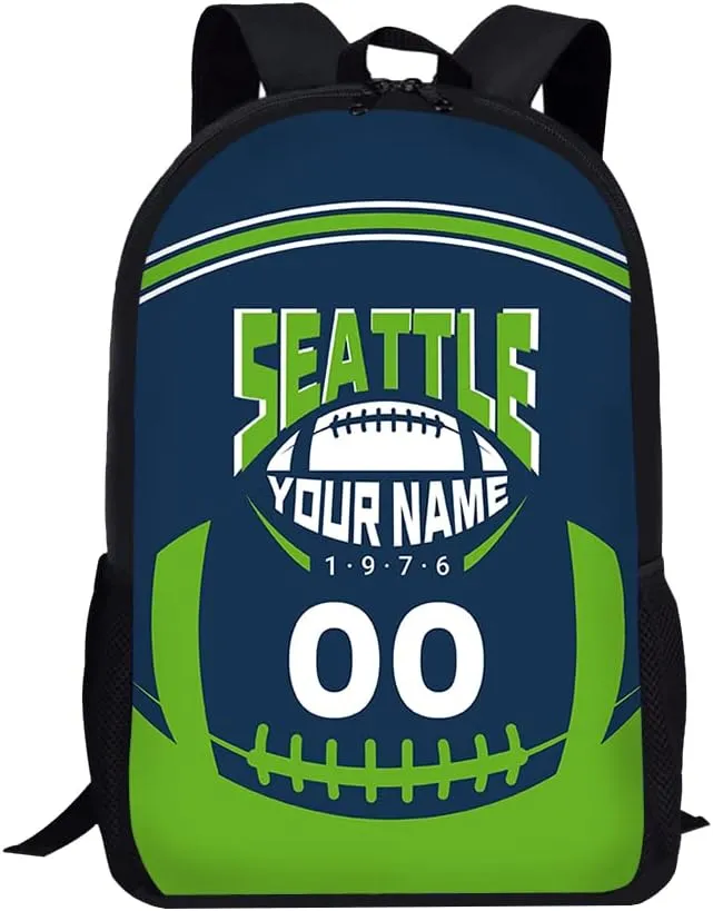 Custom Shoulder Seattle Backpack Personalized Any Name Number 17 Inch Large Capacity Laptop Bag Bookbag Gifts for Men Women