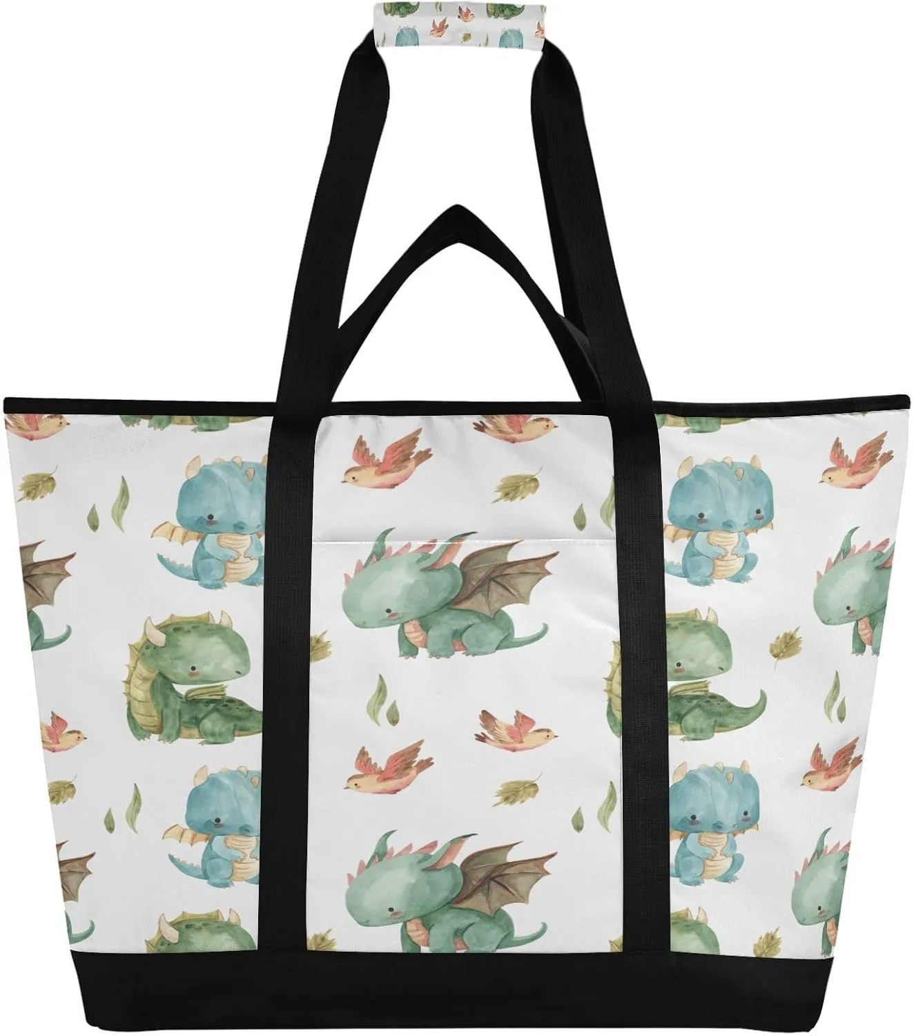 Cute Dragons Reusable Insulated Lunchbox Cooler Bag, Leakproof Kitchen Grocery Bag Collapsible Portable Cooler Tote Bag for Picnic, Camping, Office, Travel