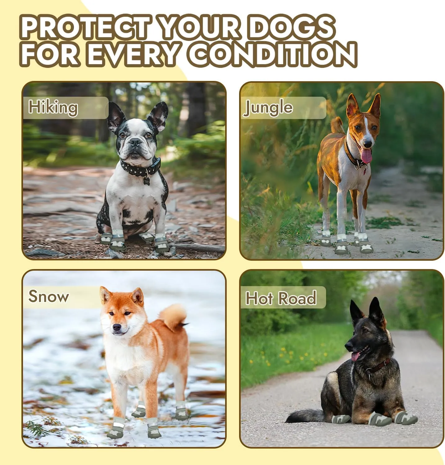 Dog Shoes, Waterproof Dog Booties Paw Protector for Hot Pavement, Snowy Day, Outdoor Walking Skip-Proof Dog Shoes Green 2.4in L