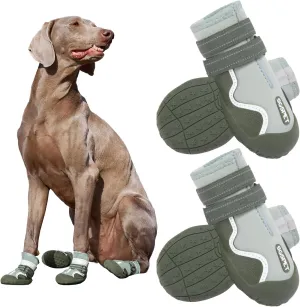 Dog Shoes, Waterproof Dog Booties Paw Protector for Hot Pavement, Snowy Day, Outdoor Walking Skip-Proof Dog Shoes Green 2.4in L
