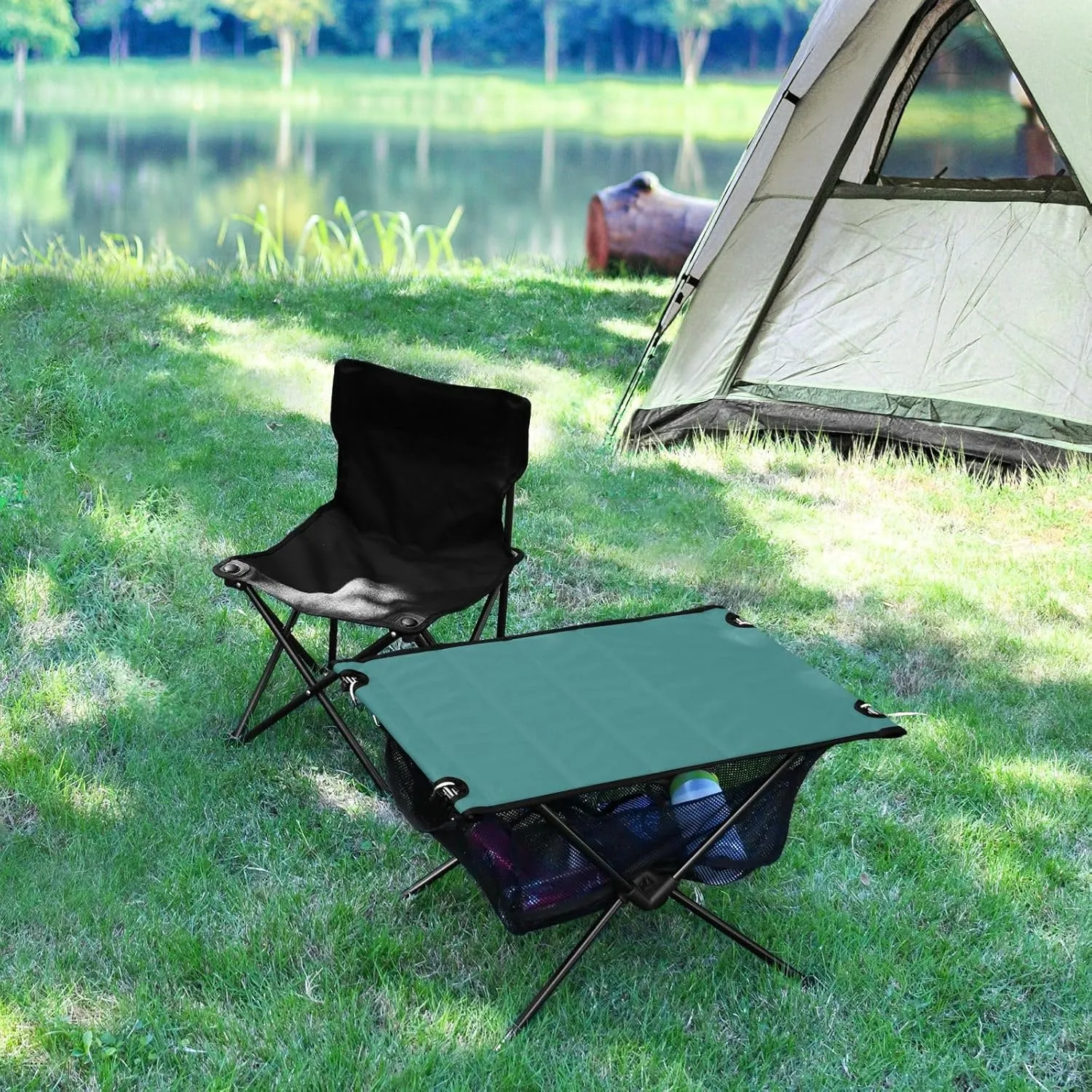 DOMIKING Dark Teal Portable Camping Table Folding Picnic Tables with Carrying Storage Bag Beach Table for Fishing Cooking Hiking 23.6 * 15.7 * 15 in