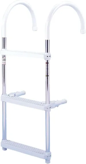 DotLine Boat Aluminum 3 Step Ladder – Folding Gunwale Hook Design, 11" Wide Hooks, Non-Marking Support Legs, 250 lb Capacity – Durable Marine Boarding Solution