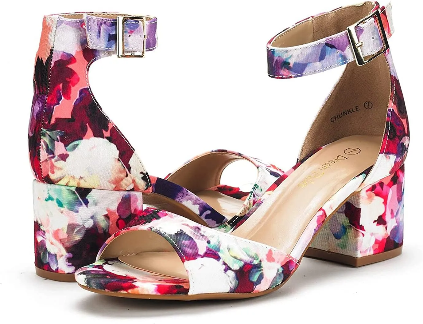 DREAM PAIRS Womens Heel Ssandals, Chunkle Fashion Low Heel Pump Ankle Strap Dress Sandal