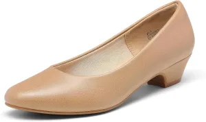 DREAM PAIRS Women's Mila Low Chunky Heel Pump Shoes