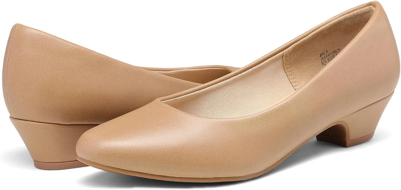 DREAM PAIRS Women's Mila Low Chunky Heel Pump Shoes