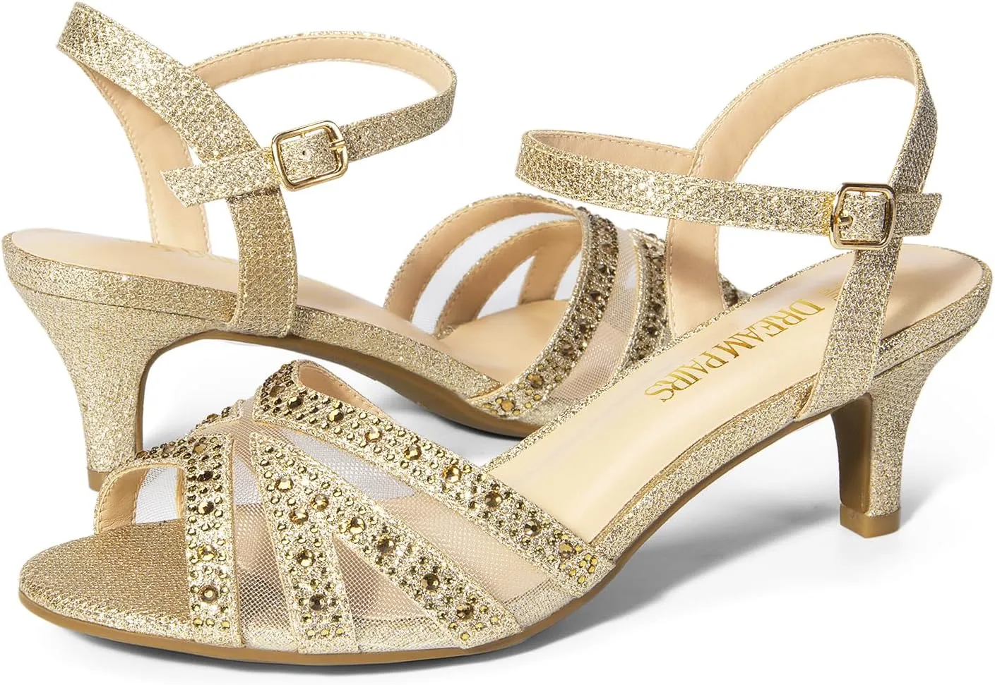 DREAM PAIRS Women's Nina Low Heel Pump Sandals