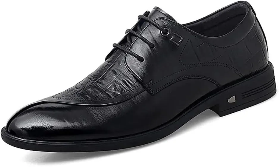Dress Oxford Shoes for Men Lace Up Crocodile Print Split Toe Vegan Leather Block Heel Resistant Non Slip Anti-Slip Wedding Suitable for Many Occasions