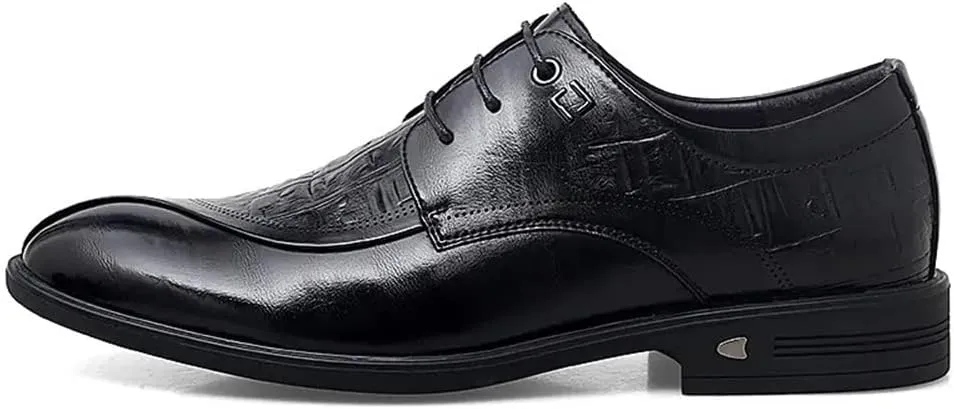 Dress Oxford Shoes for Men Lace Up Crocodile Print Split Toe Vegan Leather Block Heel Resistant Non Slip Anti-Slip Wedding Suitable for Many Occasions