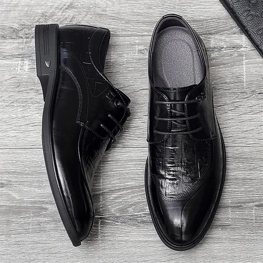 Dress Oxford Shoes for Men Lace Up Crocodile Print Split Toe Vegan Leather Block Heel Resistant Non Slip Anti-Slip Wedding Suitable for Many Occasions