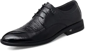 Dress Oxford Shoes for Men Lace Up Crocodile Print Split Toe Vegan Leather Block Heel Resistant Non Slip Anti-Slip Wedding Suitable for Many Occasions