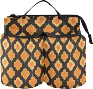 Drink Holder for Suitcase Unique Flat Geometric Buttercup Flower Checker Bottle Holder Luggage Two Cup Holder for Airplane Travelers