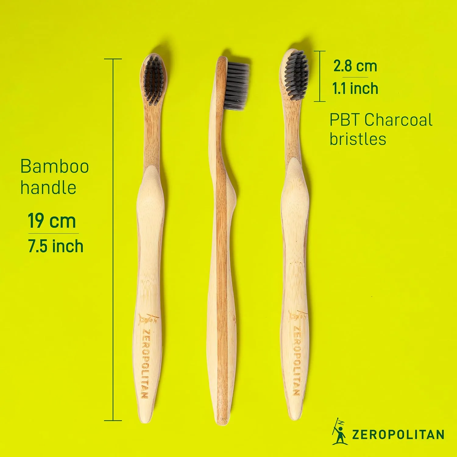 Eco-Friendly Bamboo Toothbrush Set of 4 - Soft Bristle Toothbrush with Ergonomic Handles & Charcoal Bristles – Low Waste & Biodegradable Personal Care Essentials