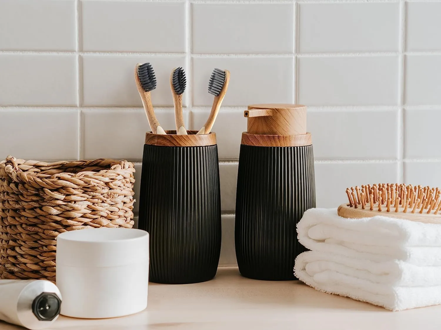 Eco-Friendly Bamboo Toothbrush Set of 4 - Soft Bristle Toothbrush with Ergonomic Handles & Charcoal Bristles – Low Waste & Biodegradable Personal Care Essentials