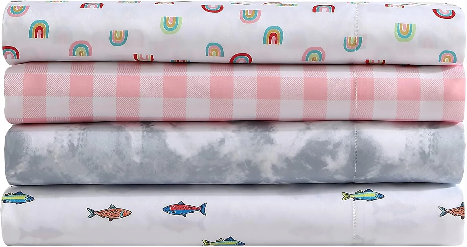 Eddie Bauer Kids - Twin Sheets, Stain Resistant Kids Bedding, Ideal for Toddler Bedding Set (Fish Lake White, Twin)