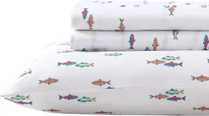 Eddie Bauer Kids - Twin Sheets, Stain Resistant Kids Bedding, Ideal for Toddler Bedding Set (Fish Lake White, Twin)