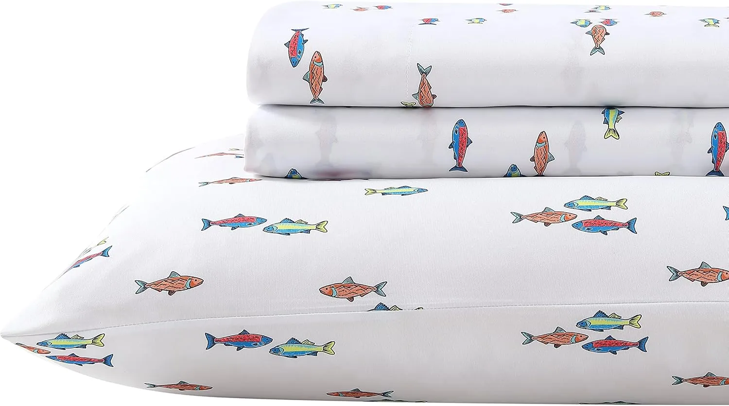 Eddie Bauer Kids - Twin Sheets, Stain Resistant Kids Bedding, Ideal for Toddler Bedding Set (Fish Lake White, Twin)