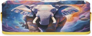 Elephant Space Planet Bathroom Storage Basket, Foldable with Handle Open Countertop Paper Towel Decorative Box, Toilet Tank Top Shelf Baskets for Home Closet Bedroom Living Room Office