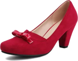 Elerhythm Women's Mary Jane Bownot Closed Round Toe Vintage Heels Gatsby 1920s Pumps 1950s Victorian Retro Shoes