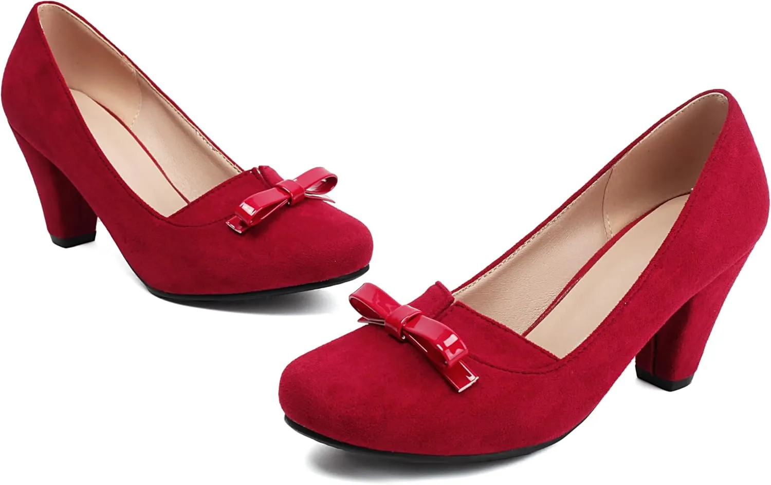 Elerhythm Women's Mary Jane Bownot Closed Round Toe Vintage Heels Gatsby 1920s Pumps 1950s Victorian Retro Shoes