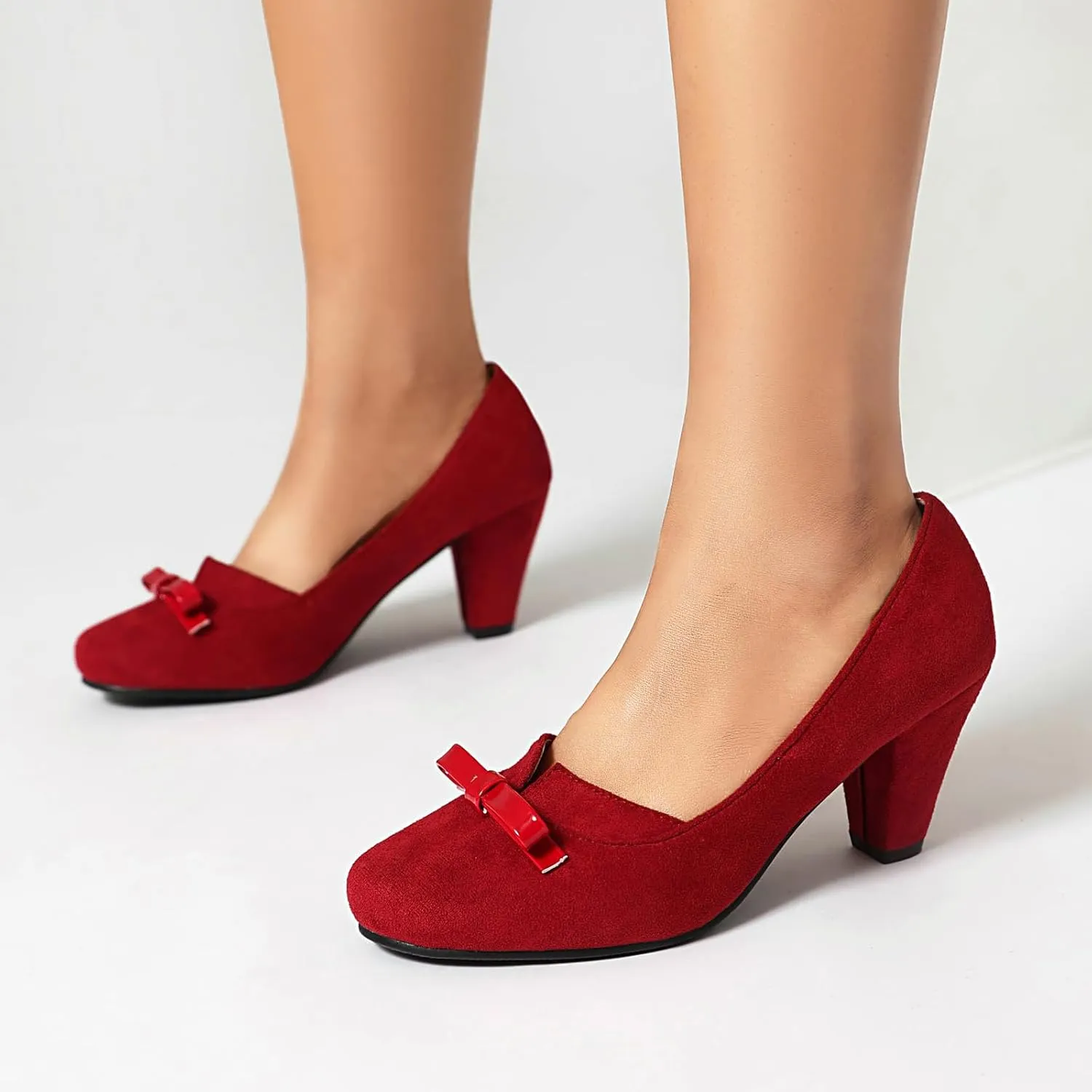 Elerhythm Women's Mary Jane Bownot Closed Round Toe Vintage Heels Gatsby 1920s Pumps 1950s Victorian Retro Shoes