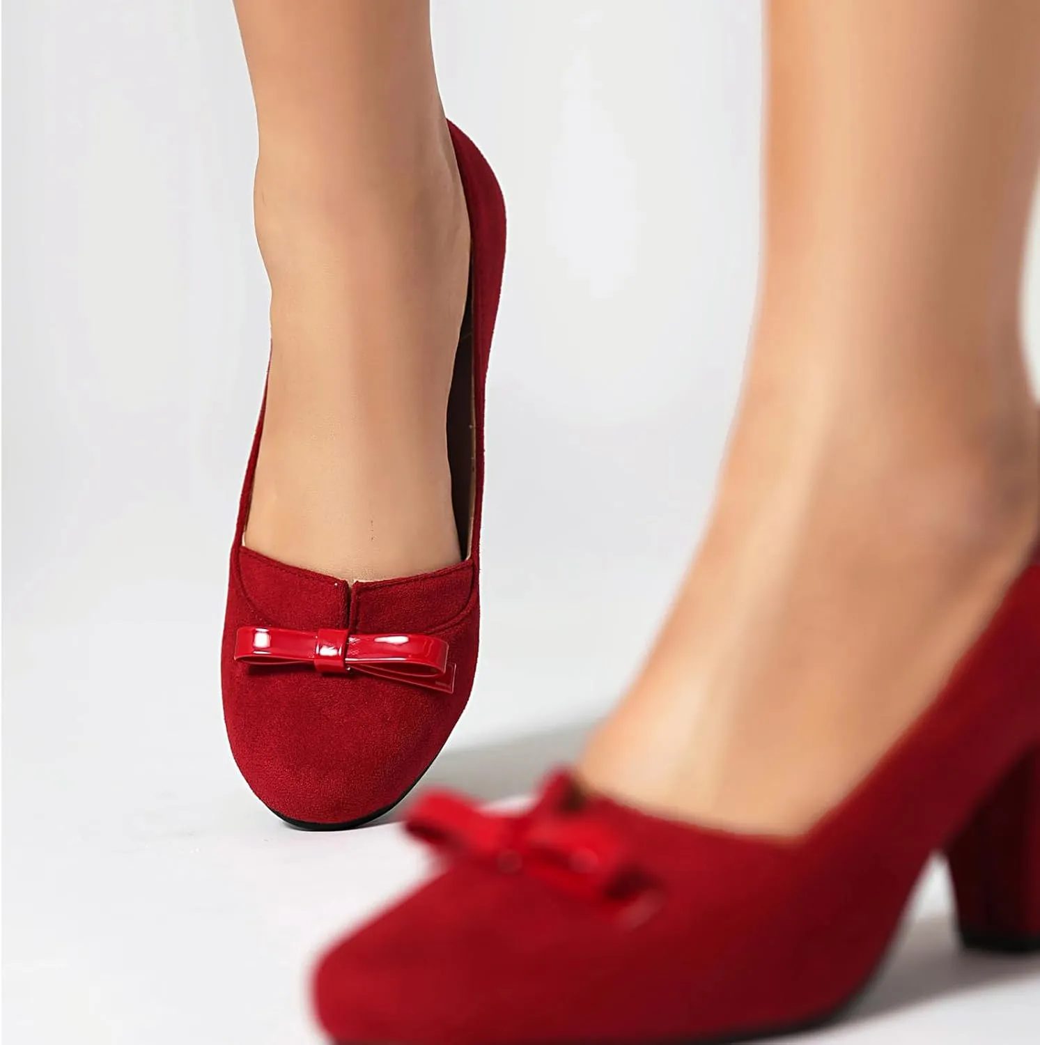 Elerhythm Women's Mary Jane Bownot Closed Round Toe Vintage Heels Gatsby 1920s Pumps 1950s Victorian Retro Shoes