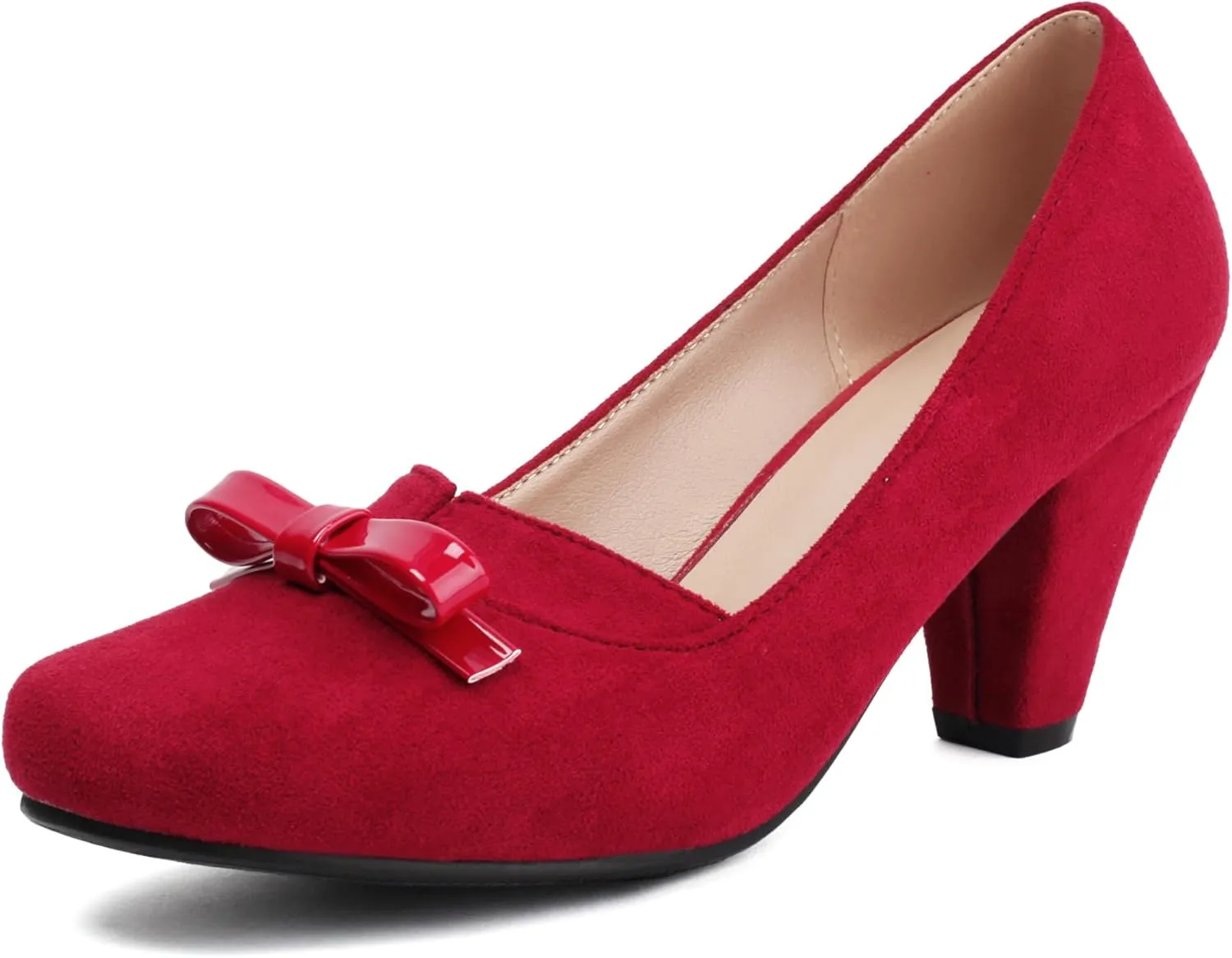 Elerhythm Women's Mary Jane Bownot Closed Round Toe Vintage Heels Gatsby 1920s Pumps 1950s Victorian Retro Shoes