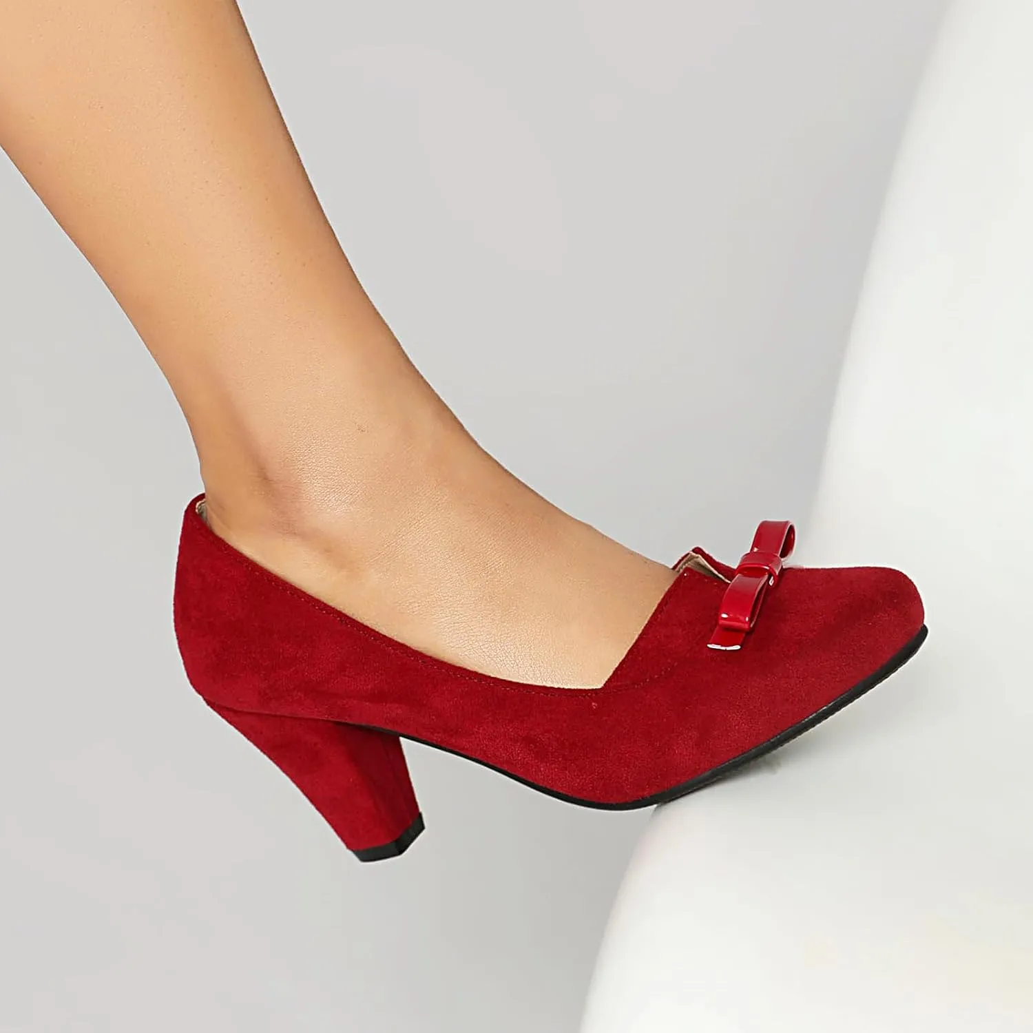 Elerhythm Women's Mary Jane Bownot Closed Round Toe Vintage Heels Gatsby 1920s Pumps 1950s Victorian Retro Shoes